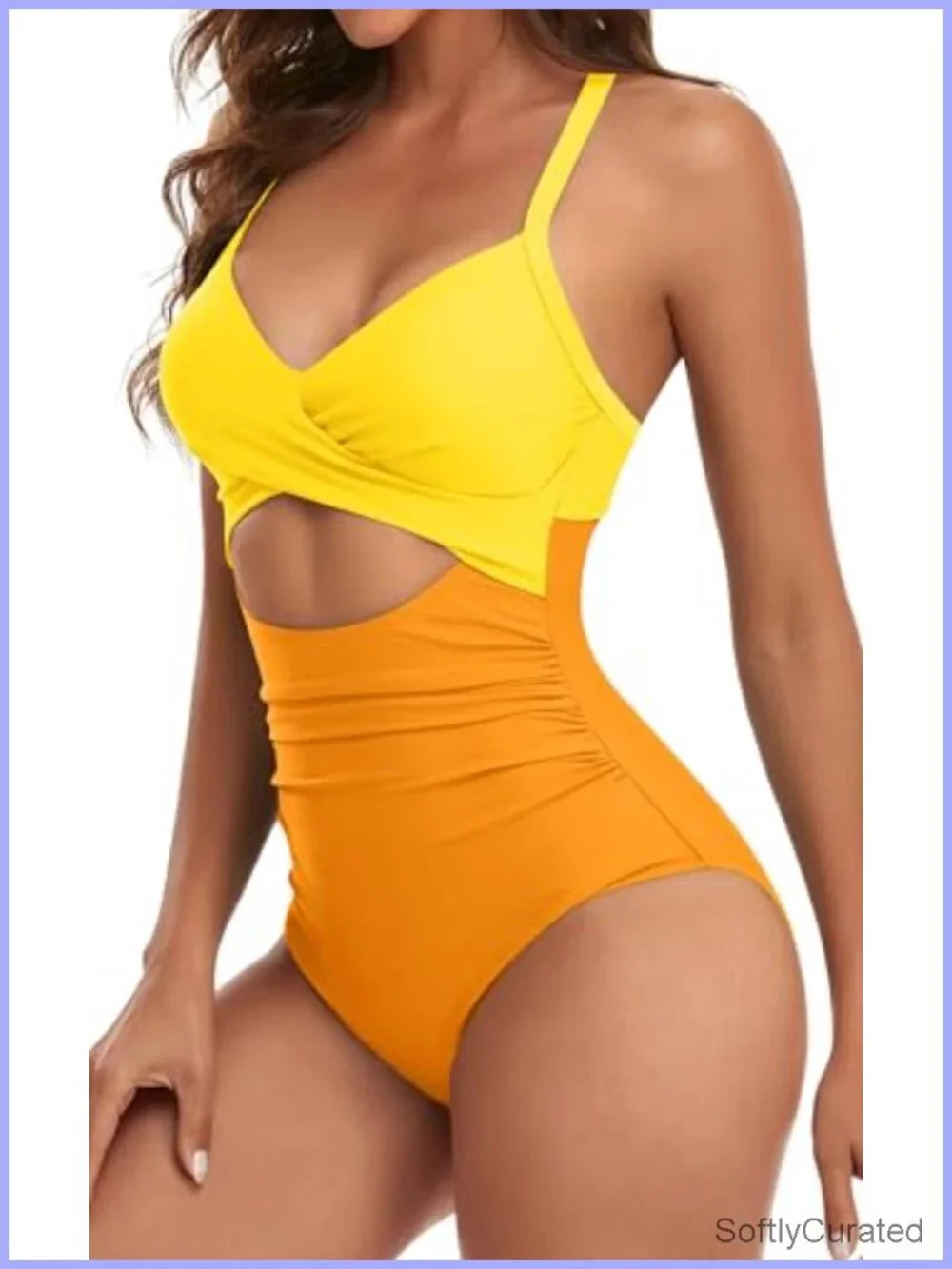 Tummy Control One Piece Swimsuit Cutout High Waisted Wrap Tie Back